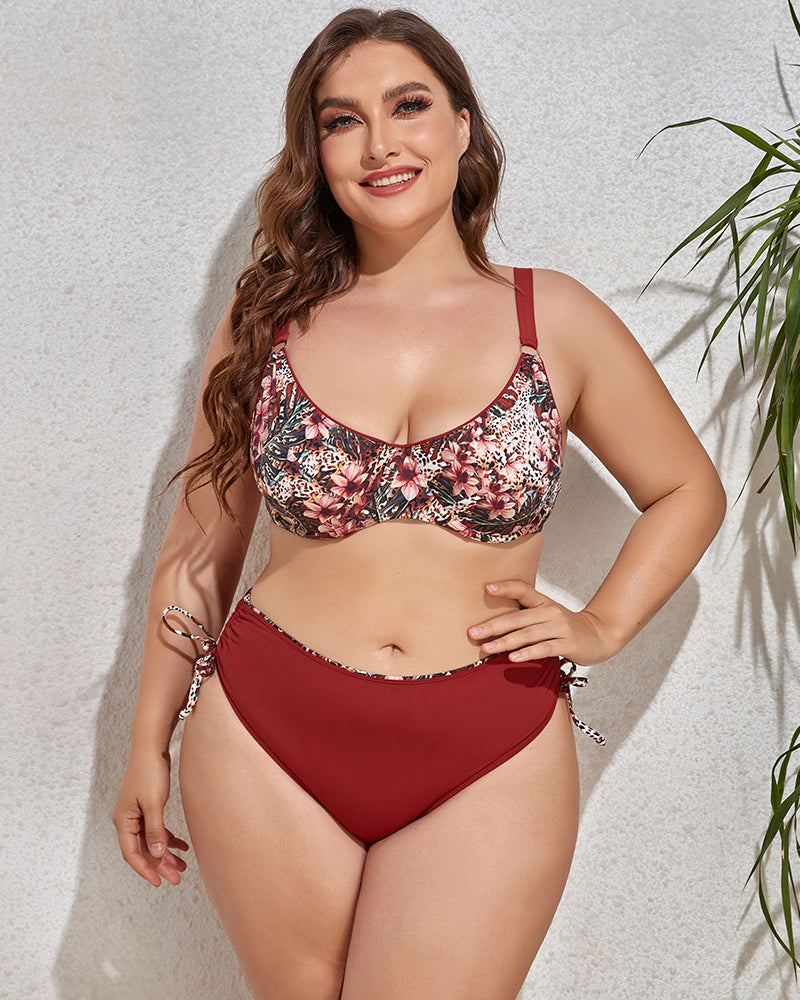 Wholesale Price Printing Women Two Piece Plus Size Swimwear L-4XL
