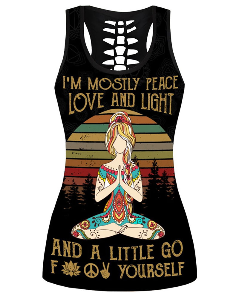 Women Casual Yoga Sport Sleeveless Suit T Shirt YinYang Cat Print 3D Tank Tops Pants Cool Flower Skull Tanks Back Hollow out Vest Casual Tees