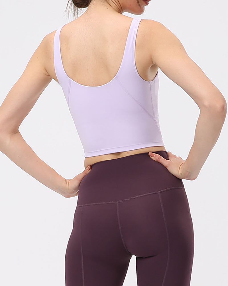 Women Yoga Vest Sleeveless Back Quick Dry Workout Sports Tank Top Elastic Tight Running Vest