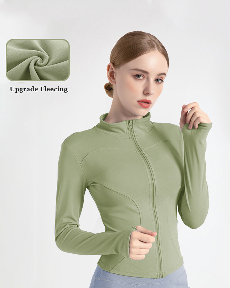 Upgrade YJ30807 Fleecing Solid Color Long Sleeve Slim Fitness Sports Coat S-3XL
