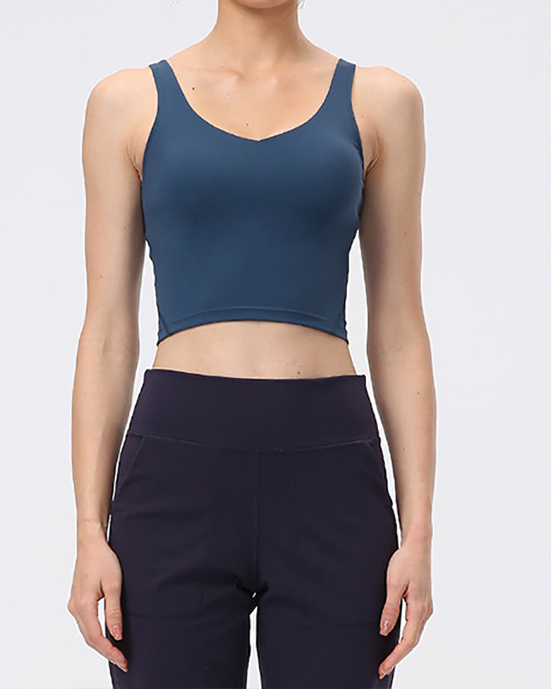 Women Yoga Vest Sleeveless Back Quick Dry Workout Sports Tank Top Elastic Tight Running Vest