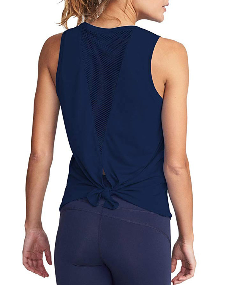 Fashion Women Mesh Sports Vest Solid Color
