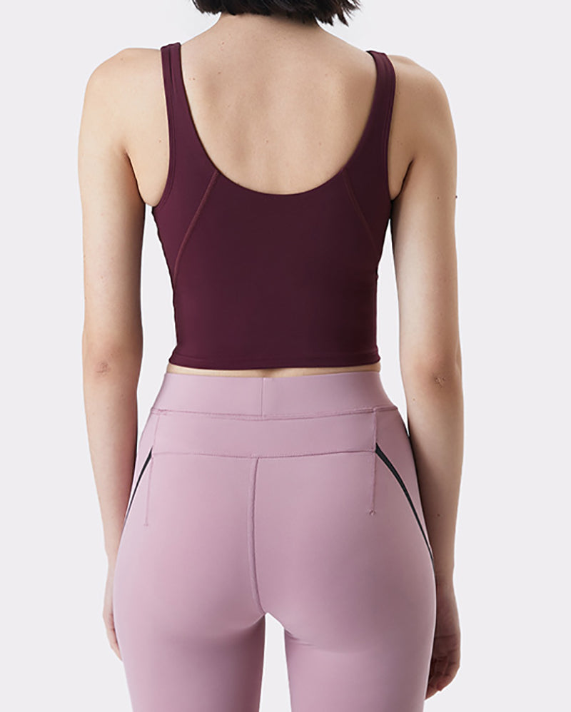 Women Yoga Vest Sleeveless Back Quick Dry Workout Sports Tank Top Elastic Tight Running Vest