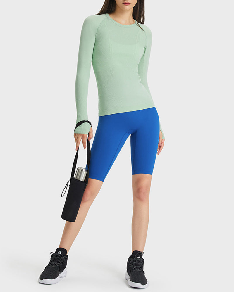 Autumn Crew Neck Long Sleeve Sports Yoga Women T-shirt 4-10