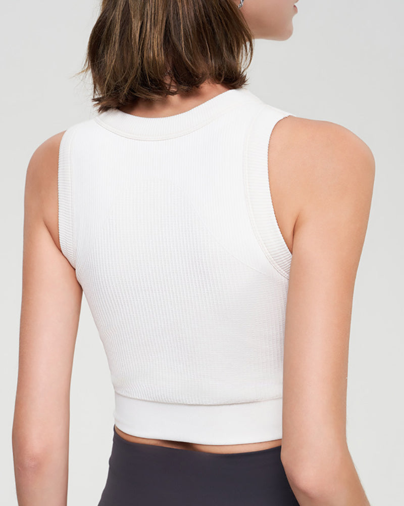 Seamless Fixed Pad Solid Color Women Sports Vest S-XL(With Pad)