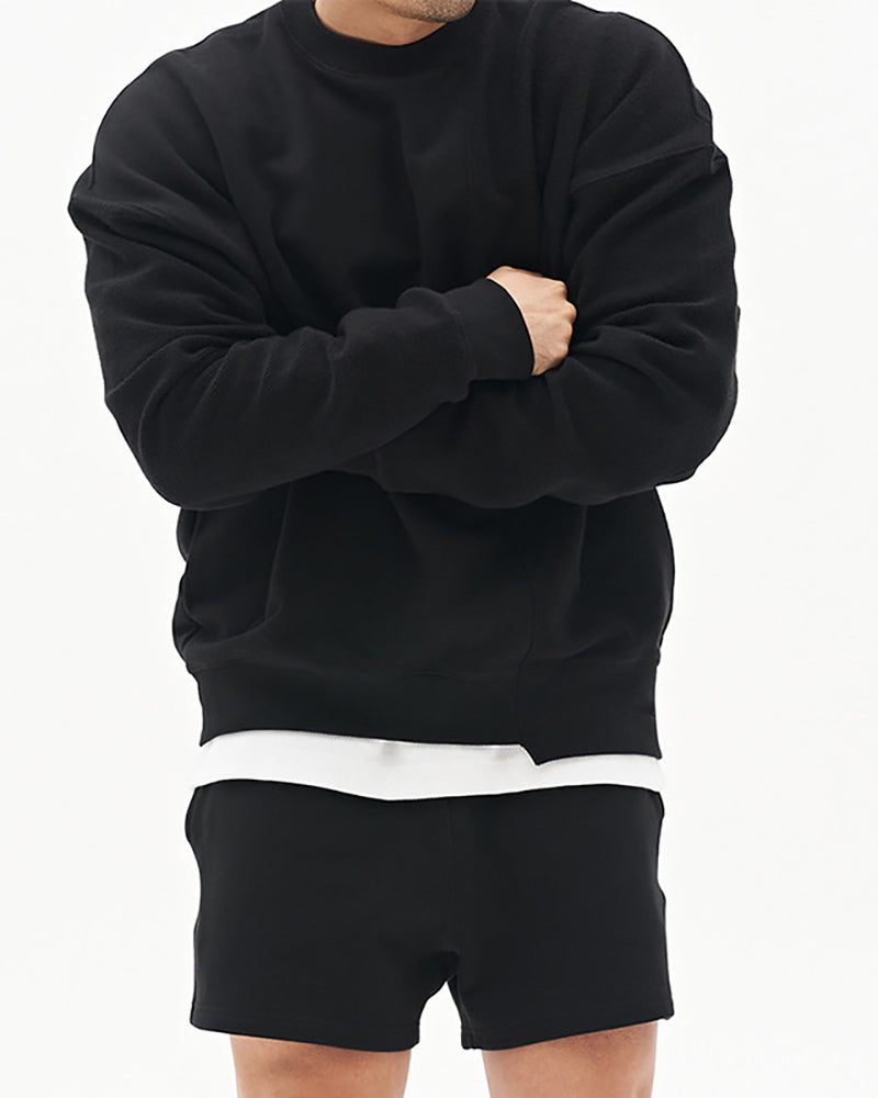 Autumn Long Sleeve Crew Neck Patchwork Sweatshirt Gray Khaki Black Brown Beige M-3XL