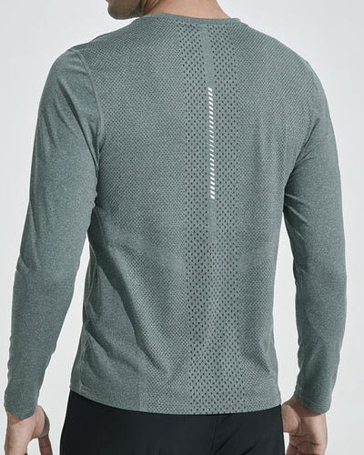 Men's Quick Dry Running Training High Elasticity Long Sleeve Sports T-shirt Gray Green Blue L-5XL