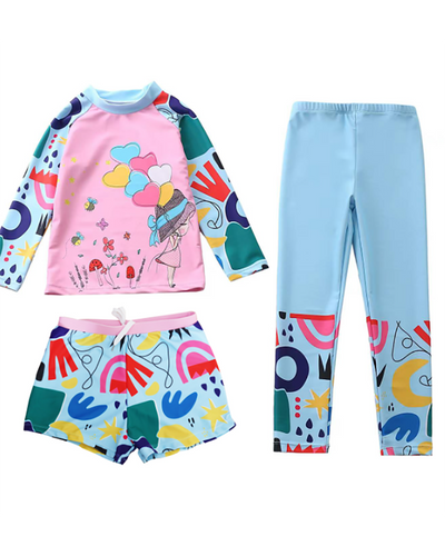 3 Piece Set Beach Swimwear For Kids Girls