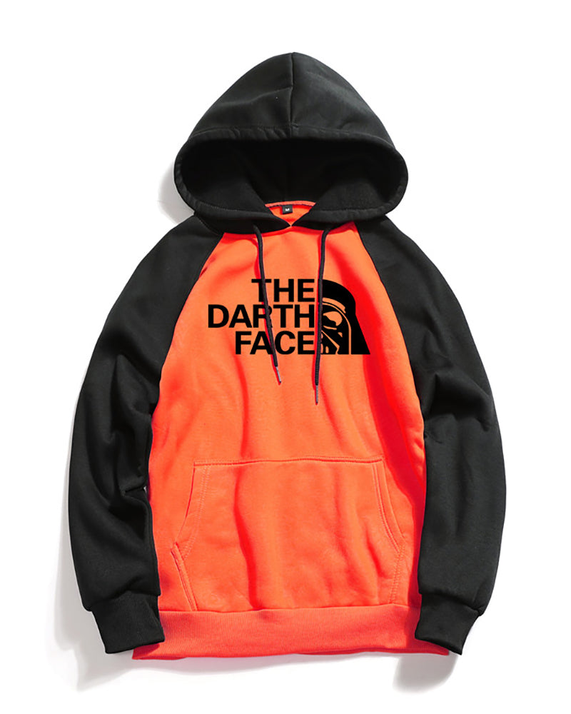 Men Letter Printing Hooded Long Sleeve Colorblock Tops Khaki Yellow Red Black S-3XL