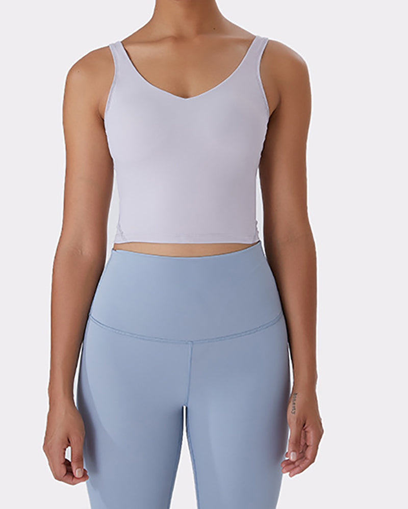 Women Yoga Vest Sleeveless Back Quick Dry Workout Sports Tank Top Elastic Tight Running Vest