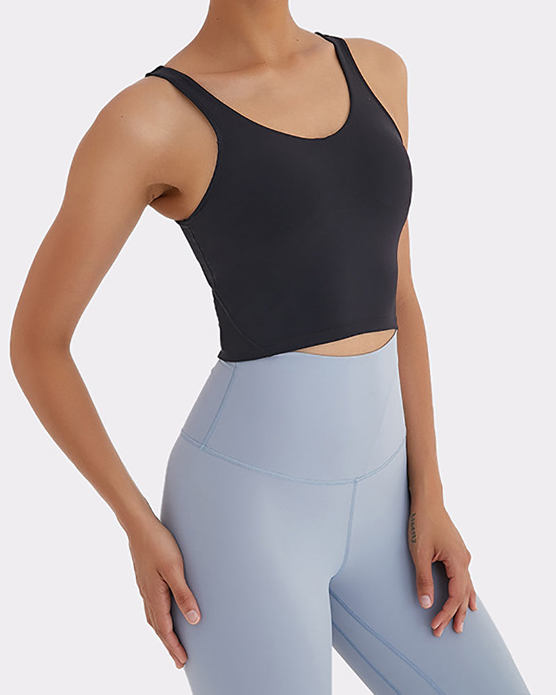 Women Yoga Vest Sleeveless Back Quick Dry Workout Sports Tank Top Elastic Tight Running Vest