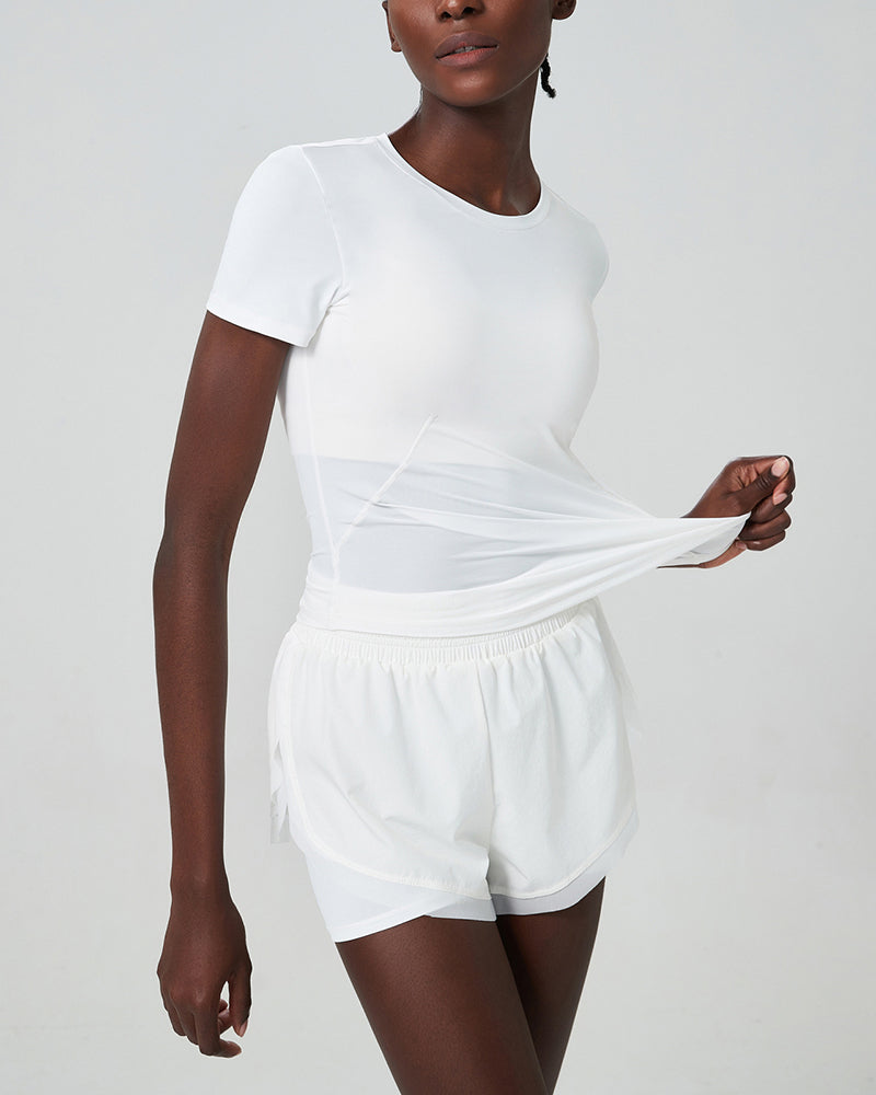 Women Short Sleeve O Neck Sports Fitness Quick Dry T-shirt S-XL