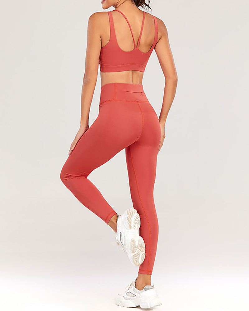 Autumn New Solid Color Long Sleeve Hoodie Sweatshirt V Neck Bra Back Pocket Pants Three Piece Sets S-XL