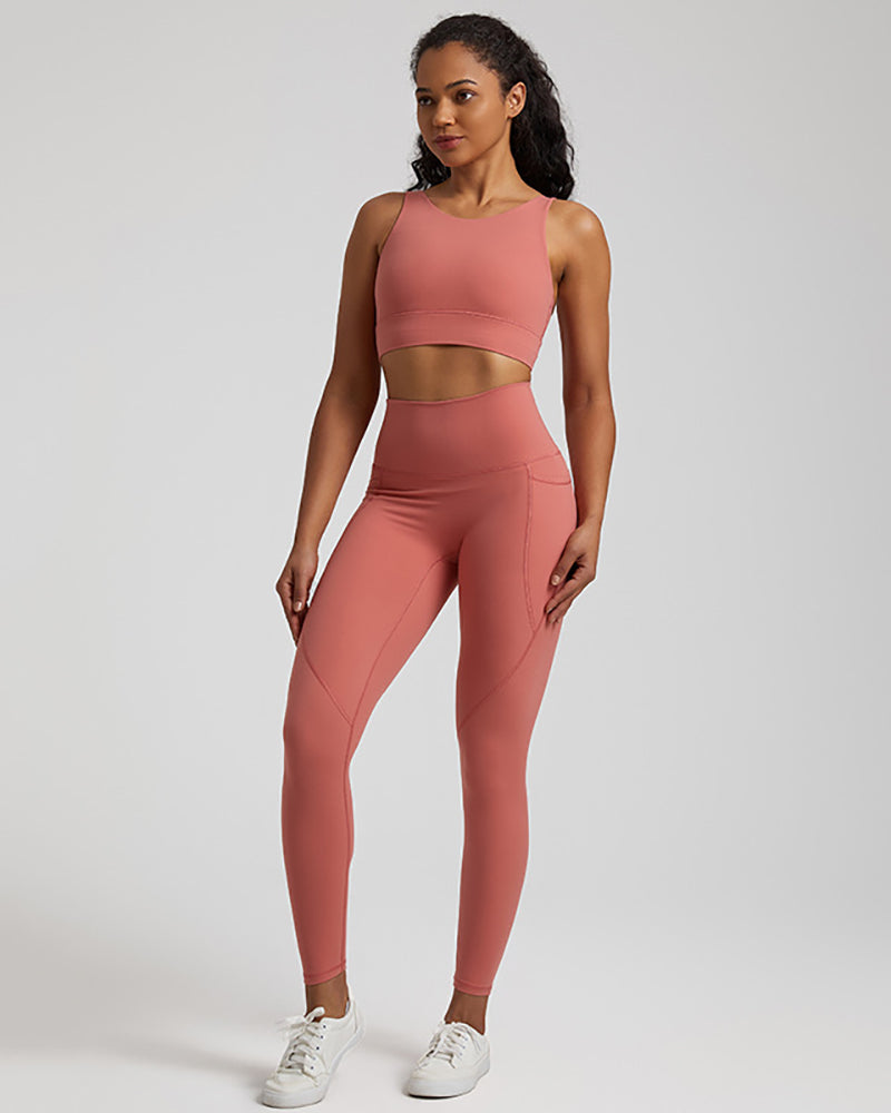 Presale(5-15days waiting) Women Sports Solid Color Sleeveless Pants Sets Yoga Two-piece Suits S-XL