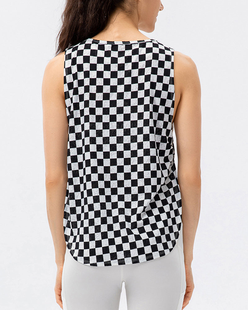 Fashion Sleeveless Dot Quickly Dry Slit Hem Women Yoga Tops Sports Vest S-XL