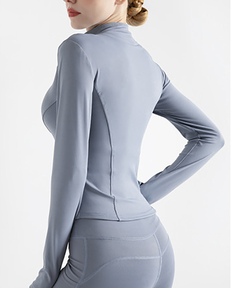 Upgrade YJ30807 Fleecing Solid Color Long Sleeve Slim Fitness Sports Coat S-3XL