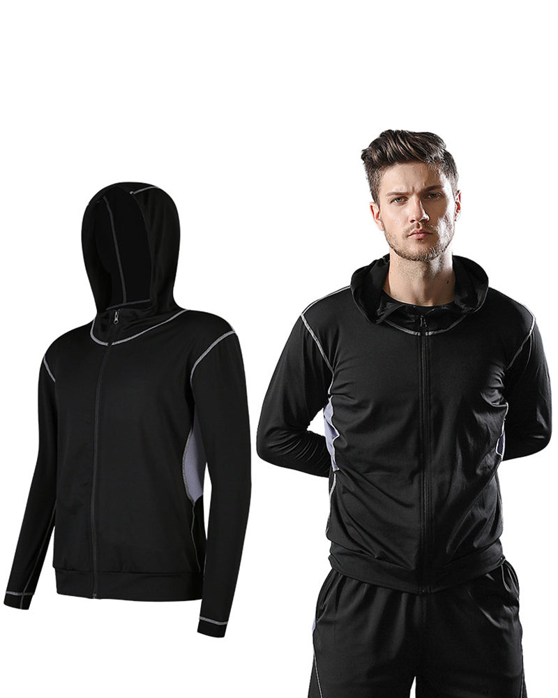 Men Long Sleeve Active Wear Breathable Hoodies Coat S-3XL