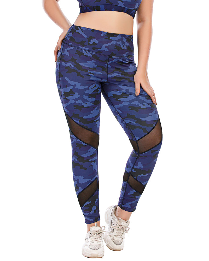 Fashion Camo Slim Plus Size Yoga Bra Pants Coat L-3XL