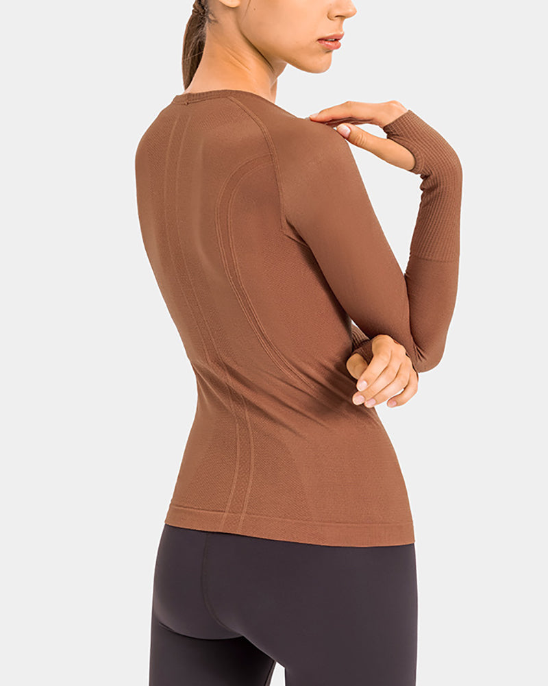 Autumn Crew Neck Long Sleeve Sports Yoga Women T-shirt 4-10
