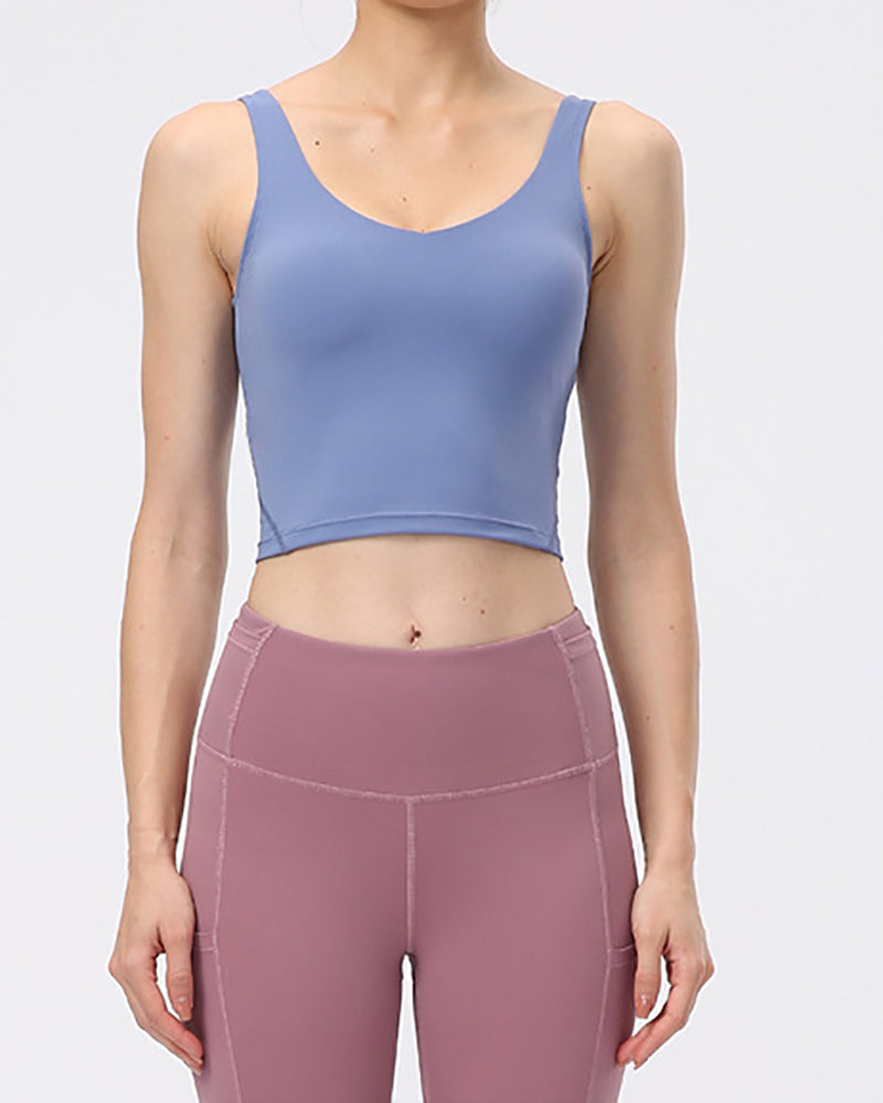 Women Yoga Vest Sleeveless Back Quick Dry Workout Sports Tank Top Elastic Tight Running Vest