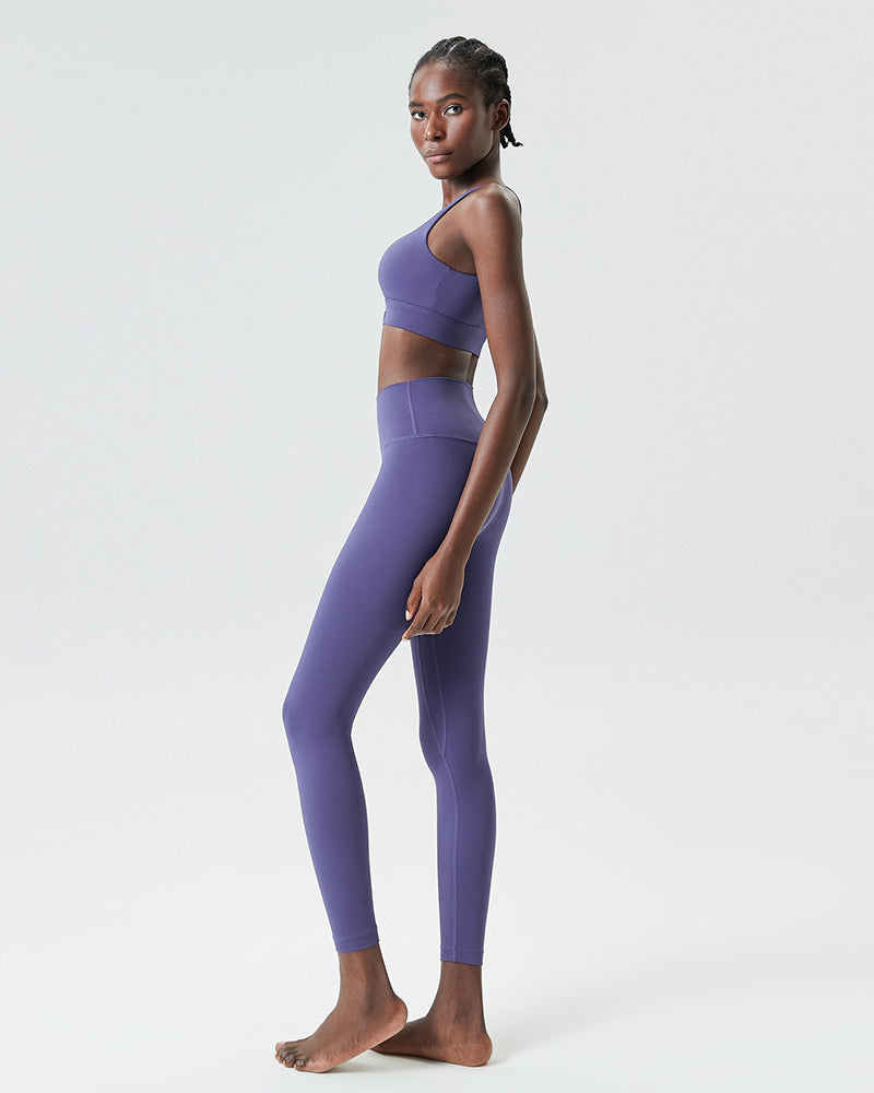 U-Back Zipper Front High Elastic Running High Waist Pants Yoga Two-piece Set S-XL
