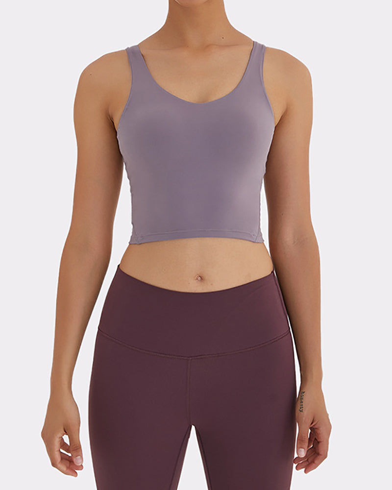Women Yoga Vest Sleeveless Back Quick Dry Workout Sports Tank Top Elastic Tight Running Vest