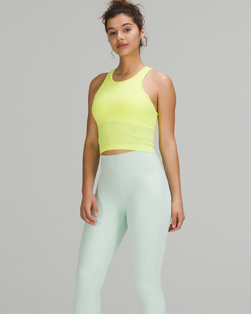 Women Sleeveless Solid Color Yoga Sports Vest With Pad S-L