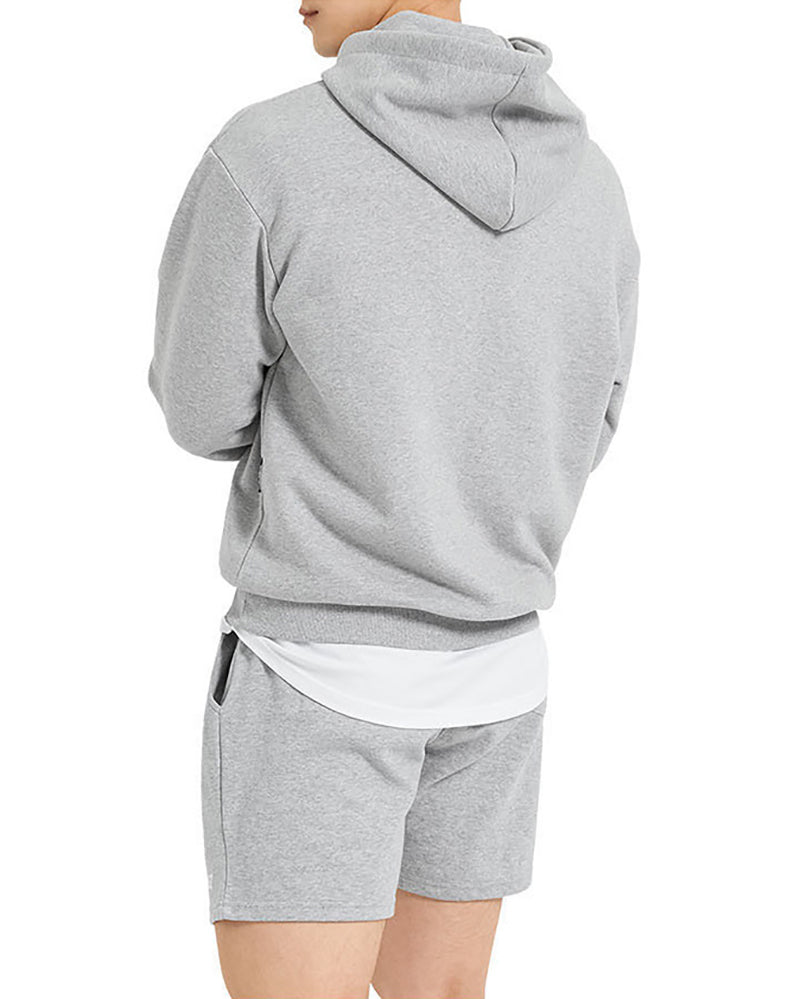 Long Sleeve Hoodies Pocket Pullover Solid Color Men&