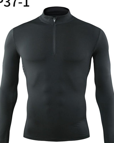 Zipper Stand-up Collar Sporty Men's T-Shirt