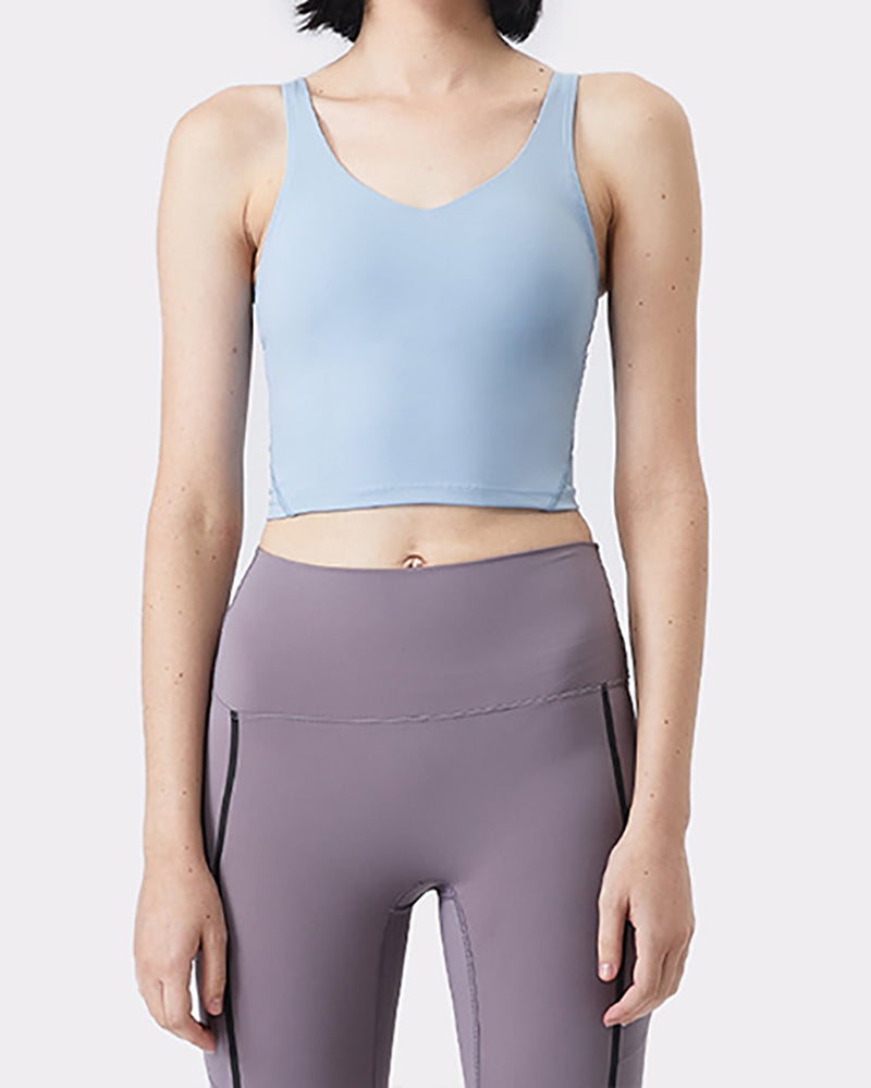 Women Yoga Vest Sleeveless Back Quick Dry Workout Sports Tank Top Elastic Tight Running Vest