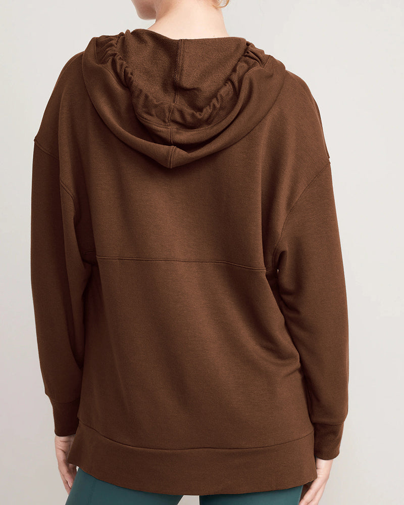 Hoodies Deep V Neck Pocket Loose Casual Yoga Cover Pullover Long Sleeve Top S-XL