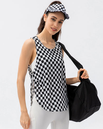 Fashion Sleeveless Dot Quickly Dry Slit Hem Women Yoga Tops Sports Vest S-XL
