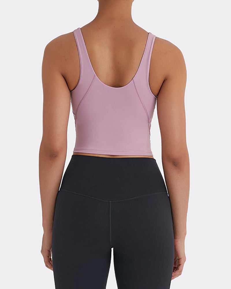 Women Yoga Vest Sleeveless Back Quick Dry Workout Sports Tank Top Elastic Tight Running Vest