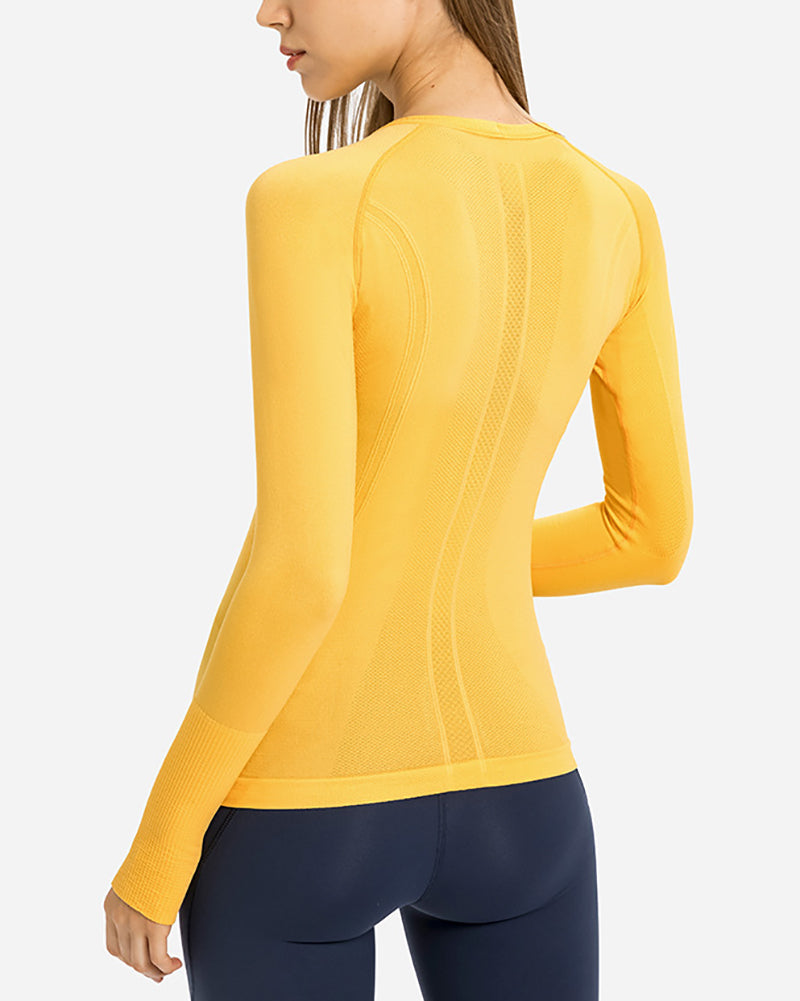 Autumn Crew Neck Long Sleeve Sports Yoga Women T-shirt 4-10
