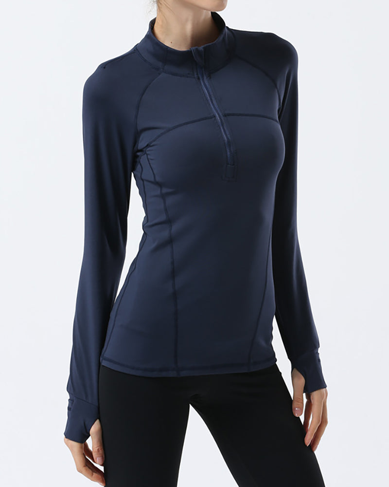 Top Long Sleeve Tight-fitting Zipper Yoga Jacket Stretch Fitness Outdoor Sports Running S-XL