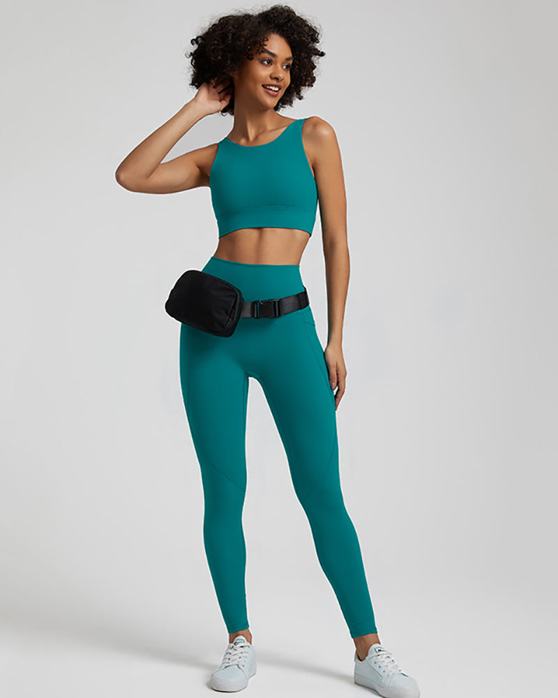 Presale(5-15days waiting) Women Sports Solid Color Sleeveless Pants Sets Yoga Two-piece Suits S-XL