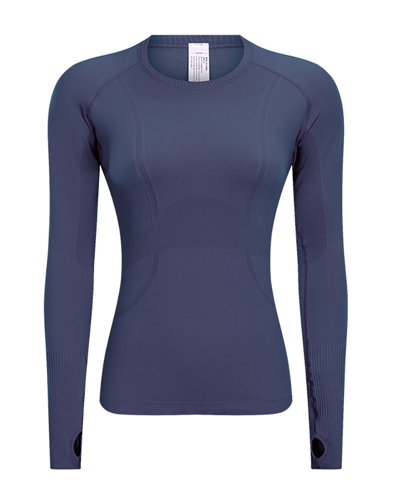 Autumn Crew Neck Long Sleeve Sports Yoga Women T-shirt 4-10