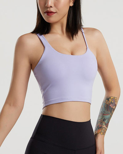 Sexy Strappy Cross Back Tops For Women Fitness Push Up Bra Bh Top Gym Woman's Underwear Workout Tank Top Female Vest With Pad