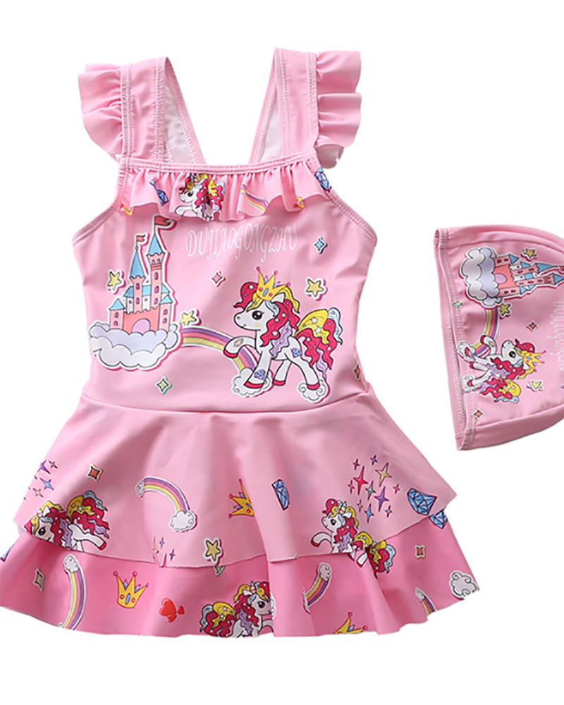 Cute Girl Swimming Suit With Hat