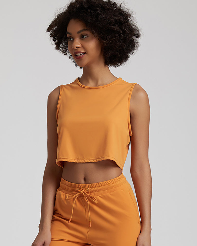 Presale(5-15days waiting) Popular Short Yoga Crew Neck Sleeveless Breathable Women Sports Vest S-XL