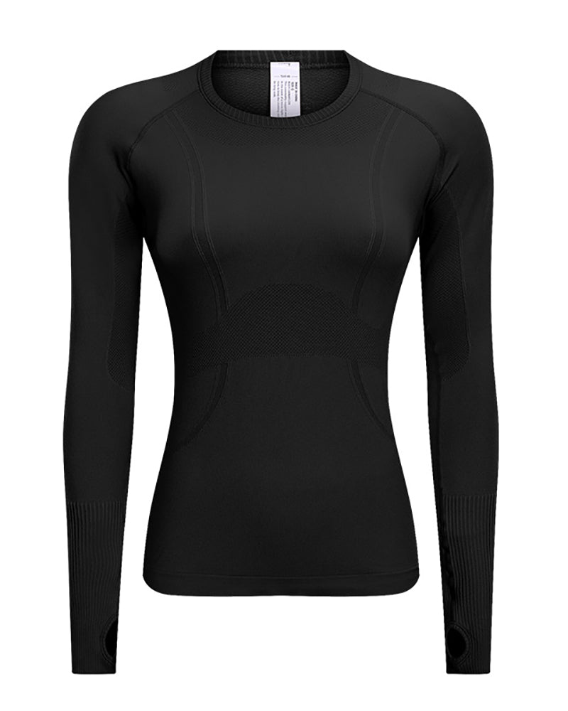 Autumn Crew Neck Long Sleeve Sports Yoga Women T-shirt 4-10