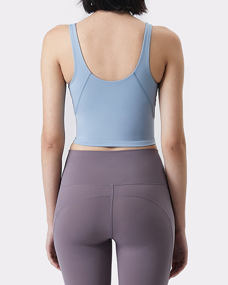 Women Yoga Vest Sleeveless Back Quick Dry Workout Sports Tank Top Elastic Tight Running Vest