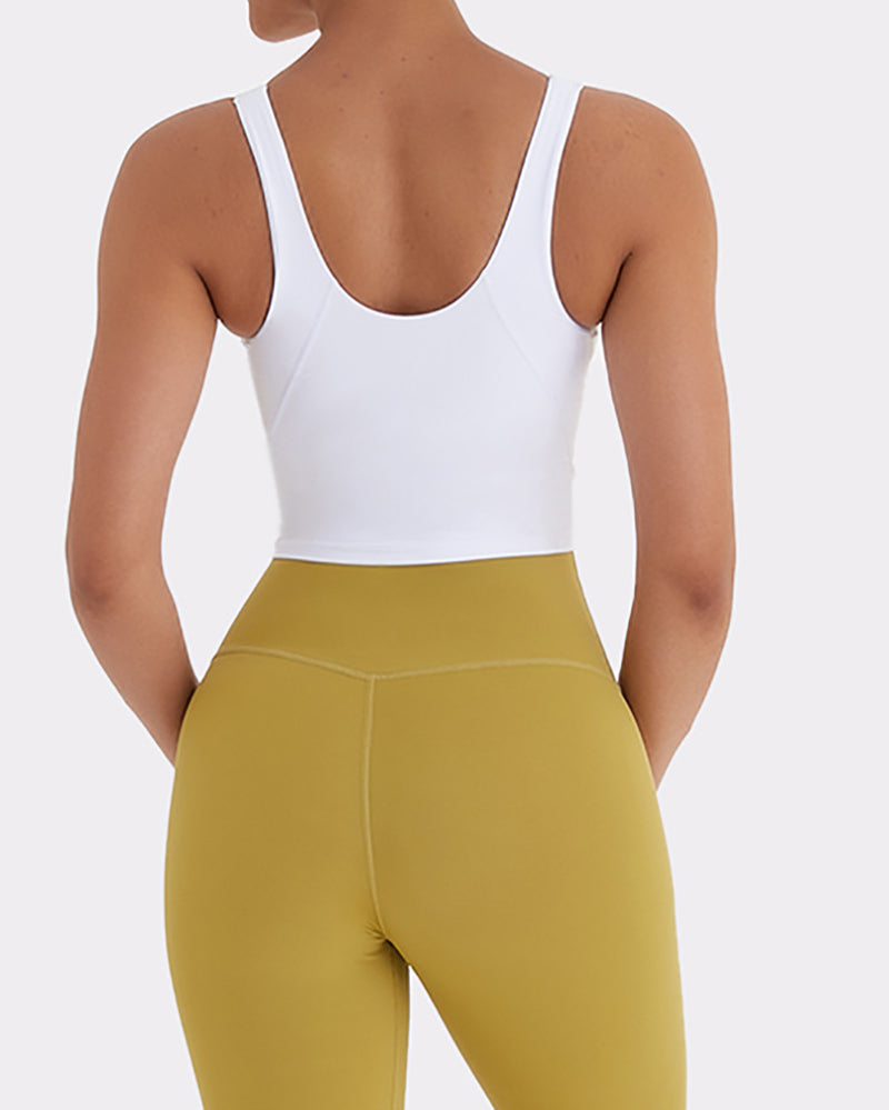 Women Yoga Vest Sleeveless Back Quick Dry Workout Sports Tank Top Elastic Tight Running Vest