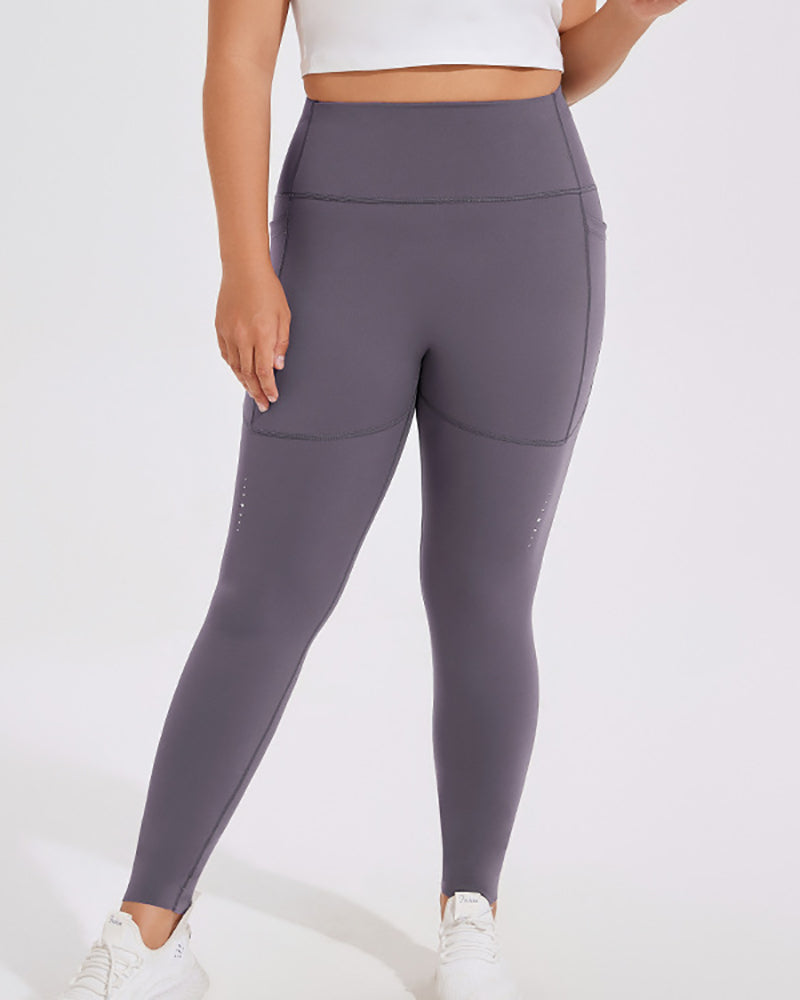 High Waist Side Pocket Active Wear Running Plus Size Leggings XL-4XL