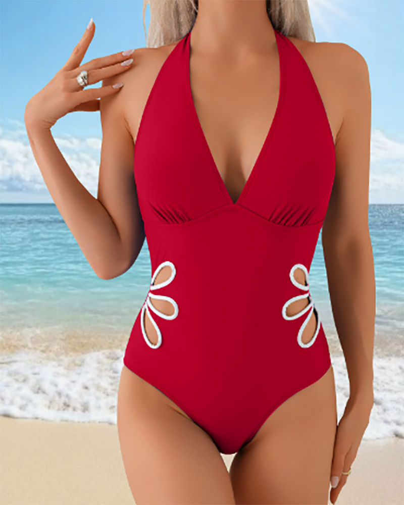 Deep V-neck Women Wholesale New One Piece Swimsuit S-XL