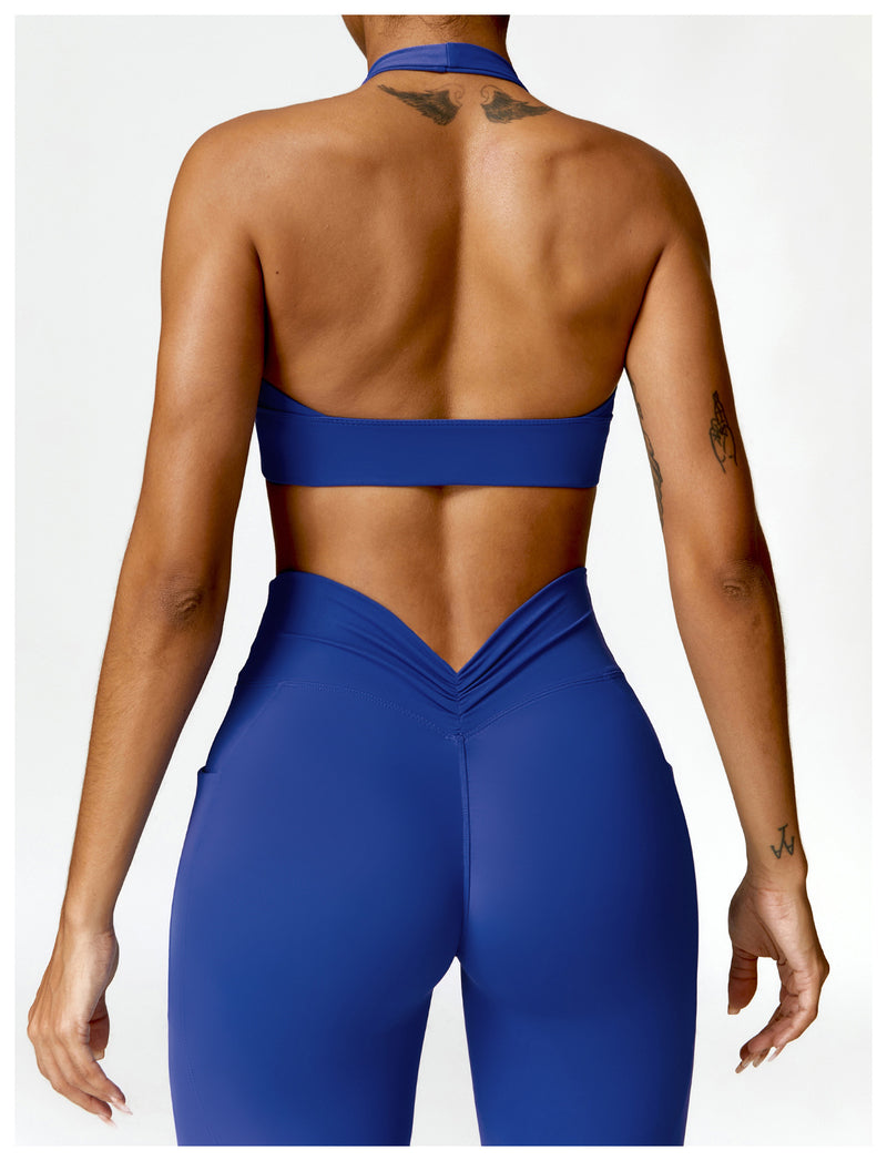 OEM Factory Add Logo Quickly Dry Halter Neck Fitness Sports Bra S-XL