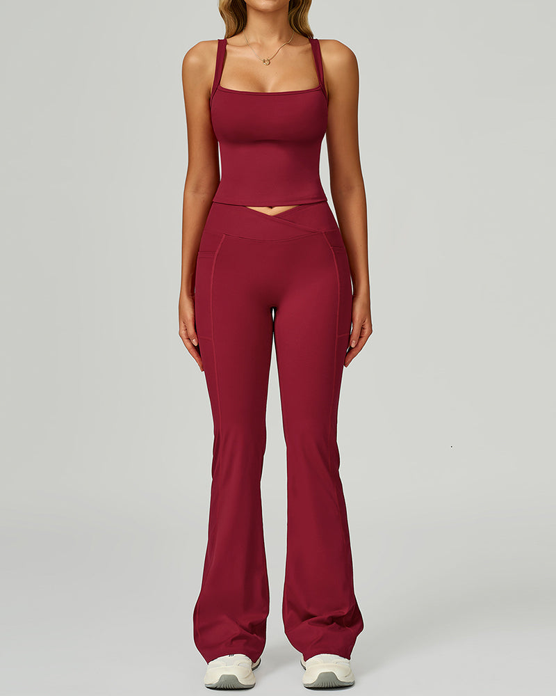 Women China Factory Vest Wide Leg Pants Yoga Two-piece Sets S-XL