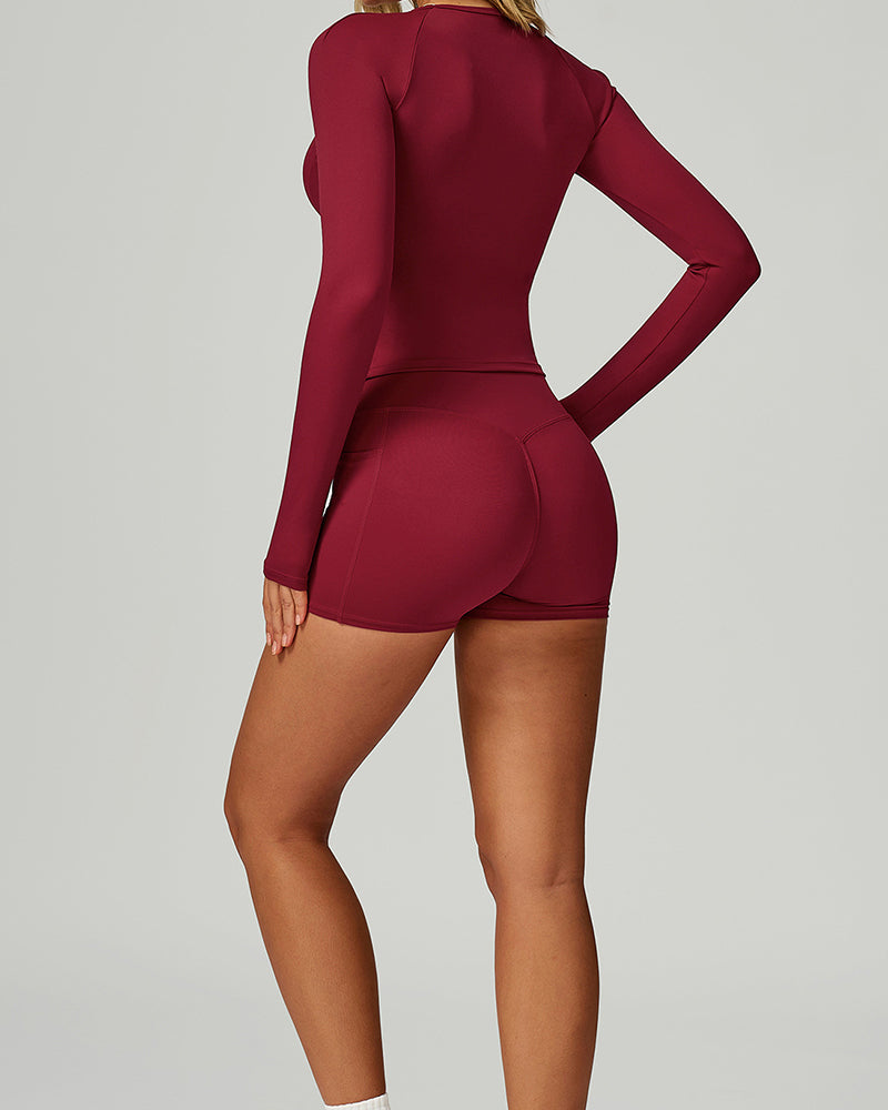 Women OEM Customize Activewear Long Sleeve Ruched Sport Top S-XL