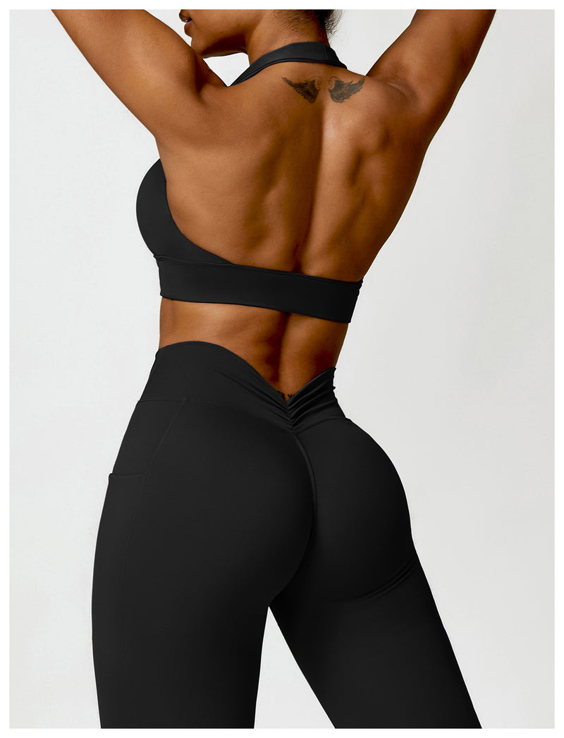 OEM Factory Add Logo Quickly Dry Halter Neck Fitness Sports Bra S-XL