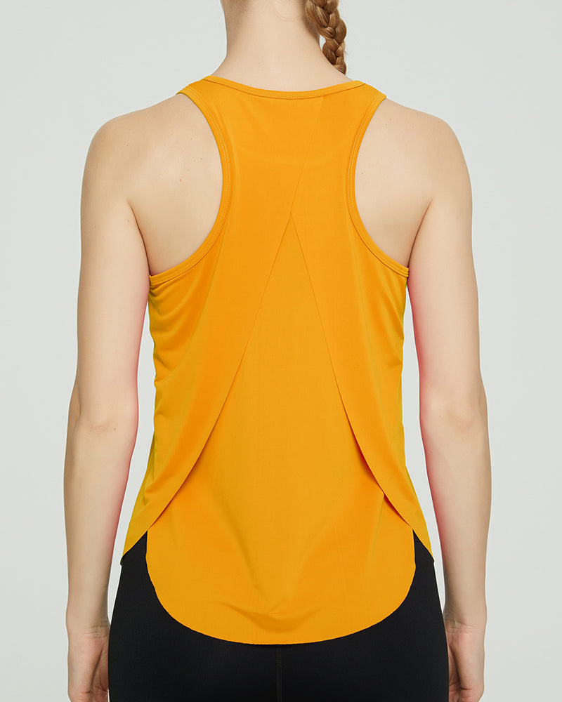 Logo Customized Women Sleeveless I Back Sport Running Back Slit Loose Vest S-2XL